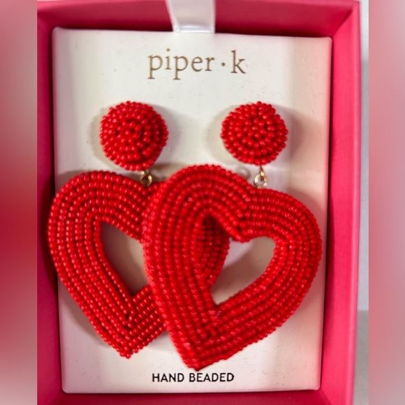 Valentines earrings -  red beaded - Picture 1 of 2
